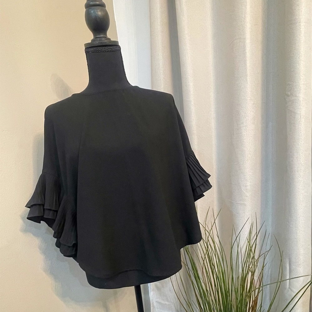 Black blouse with accent sleeves